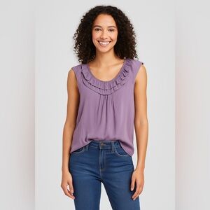 Knox Rose Lavender Ruffle-Front Blouse – Size M